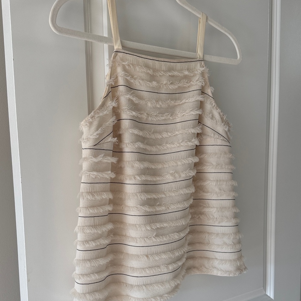 Anthropologie Ivory Textured Sleeveless Top